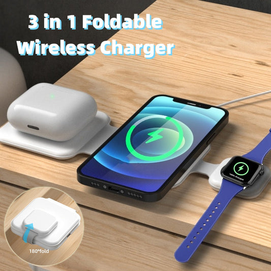 15W 3 In 1 Magnetische Drahtlose Ladestation Multi-gerät Klapp Magnetische Drahtlose Ladegerät Gadgets