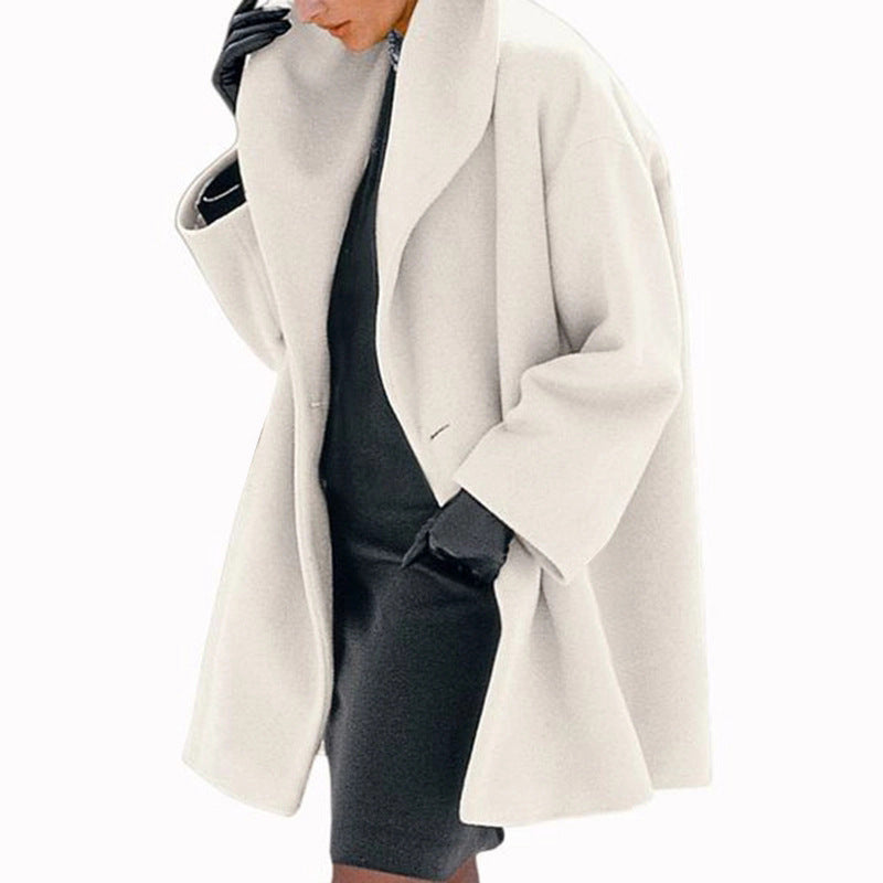 Frauen Trendy Kleidung Mehrfarbiger Rundhals-Pullover Woll Mantel Frauen Mantel für Herbst und Winter
