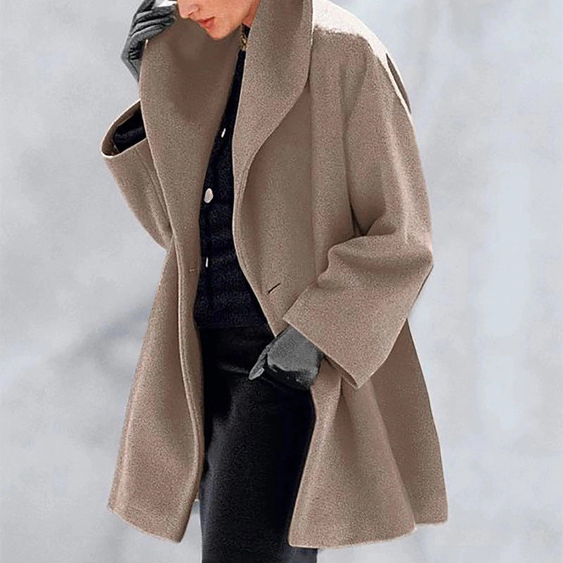 Frauen Trendy Kleidung Mehrfarbiger Rundhals-Pullover Woll Mantel Frauen Mantel für Herbst und Winter