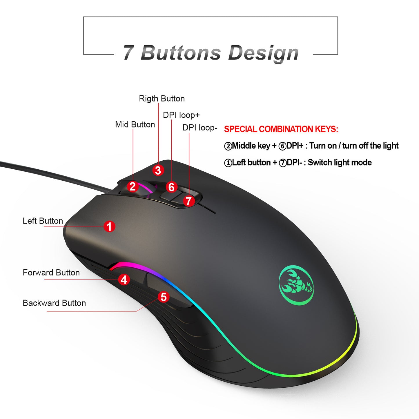 Glowing Gaming Maus Gaming Wired Maus