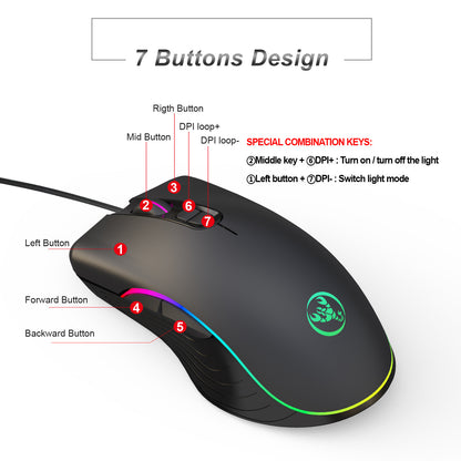 Glowing Gaming Maus Gaming Wired Maus