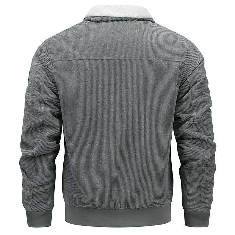 Winter Revers Fleece Jacke mit Taschen Warme verdickte Baumwoll mantel Herren bekleidung