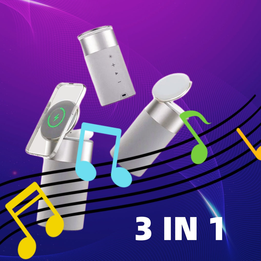 3 In 1 Multifunktions-IPhone und AirPods Drahtloses Ladegerät tragbarer Bluetooth-Lautsprecher mit Touch-Lampe für Heim und Büro