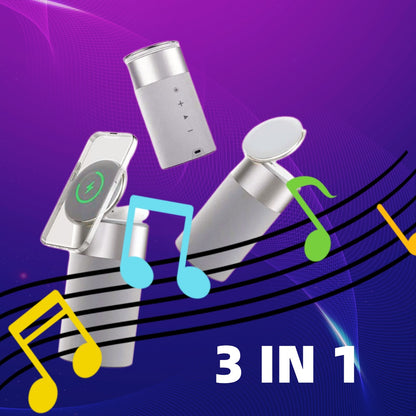 3 In 1 Multifunktions-IPhone und AirPods Drahtloses Ladegerät tragbarer Bluetooth-Lautsprecher mit Touch-Lampe für Heim und Büro