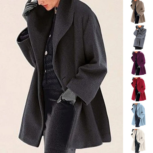 Frauen Trendy Kleidung Mehrfarbiger Rundhals-Pullover Woll Mantel Frauen Mantel für Herbst und Winter