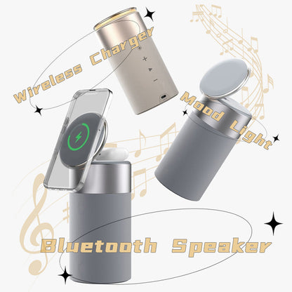 3 In 1 Multifunktions-IPhone und AirPods Drahtloses Ladegerät tragbarer Bluetooth-Lautsprecher mit Touch-Lampe für Heim und Büro