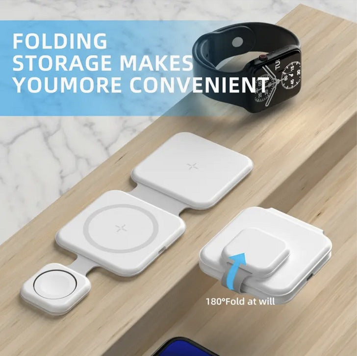 15W 3 In 1 Magnetische Drahtlose Ladestation Multi-gerät Klapp Magnetische Drahtlose Ladegerät Gadgets