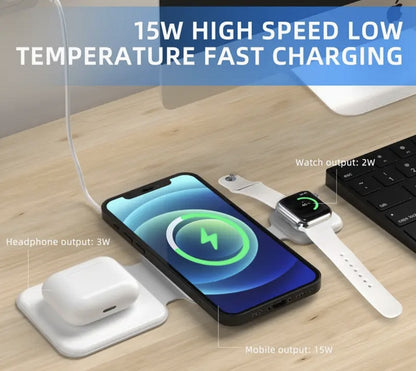 15W 3 In 1 Magnetische Drahtlose Ladestation Multi-gerät Klapp Magnetische Drahtlose Ladegerät Gadgets