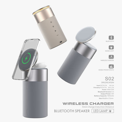 3 In 1 Multifunktions-IPhone und AirPods Drahtloses Ladegerät tragbarer Bluetooth-Lautsprecher mit Touch-Lampe für Heim und Büro