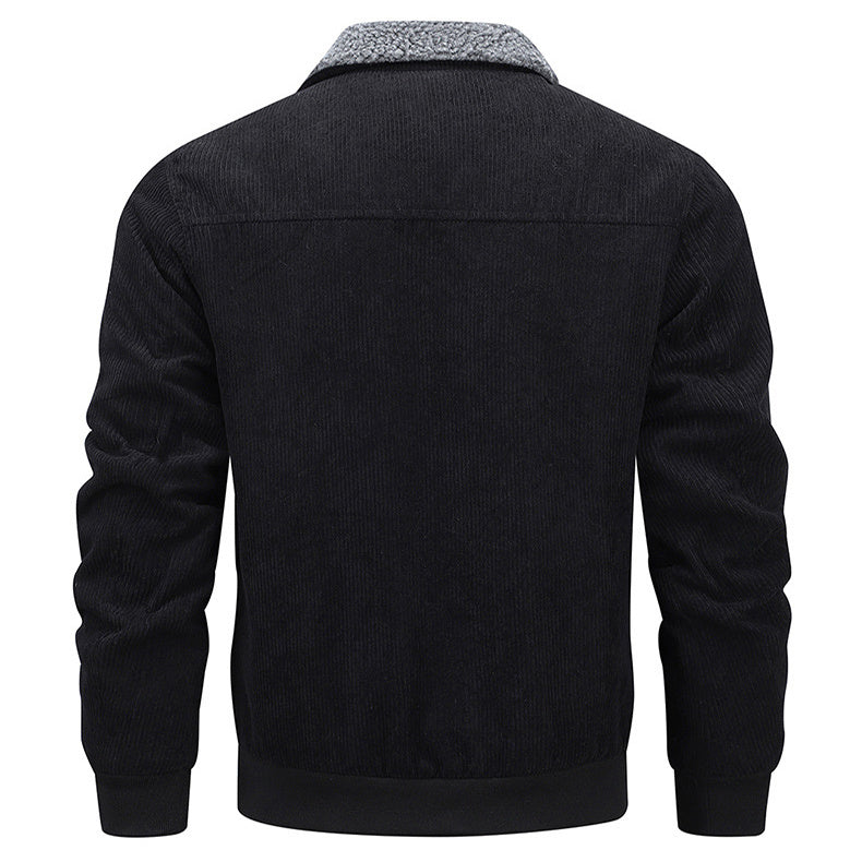 Winter Revers Fleece Jacke mit Taschen Warme verdickte Baumwoll mantel Herren bekleidung
