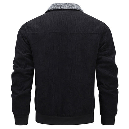 Winter Revers Fleece Jacke mit Taschen Warme verdickte Baumwoll mantel Herren bekleidung